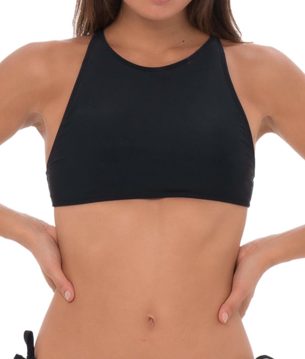 PLAIN BLACK SURF CROP BRA