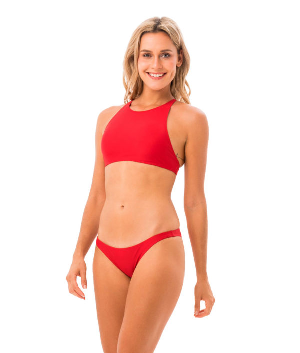 PLAIN RED RUBY MILA SURF CROP BRA