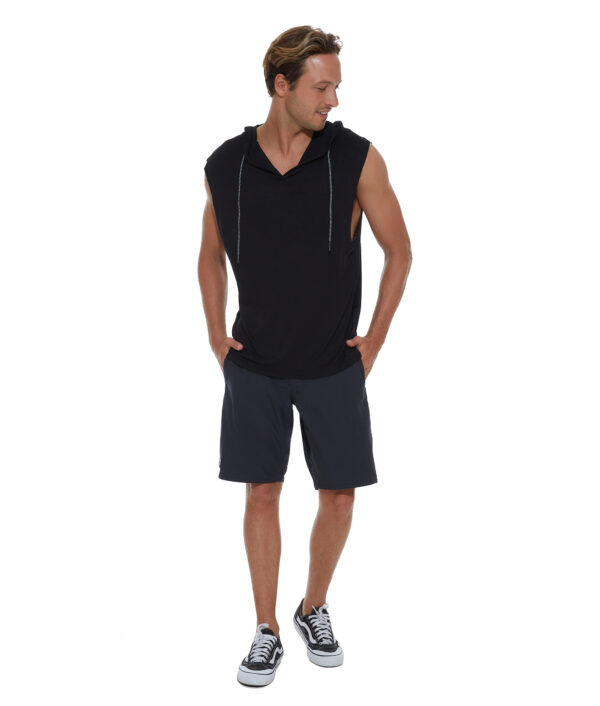 MEN PLAIN REGAN HOODED PLAIN MUSCLE TEE - Image 1