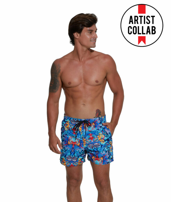 MEN BLUE HABITAT SAMOA ELASTIC WAIST BOARDSHORT