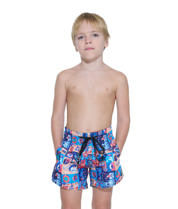 KIDS WEIRD BLOCK JAY ELASTIC WAIST BOARDSHORT