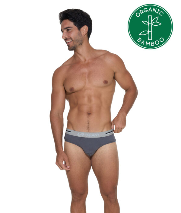MEN PLAIN DARK GREY HENRY BAMBOO PLAIN HIPSTER BRIEF