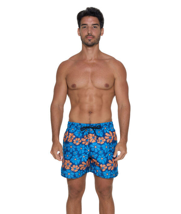 MEN FLOWER POWER SAMOA ELASTIC WAIST BOARDSHORT