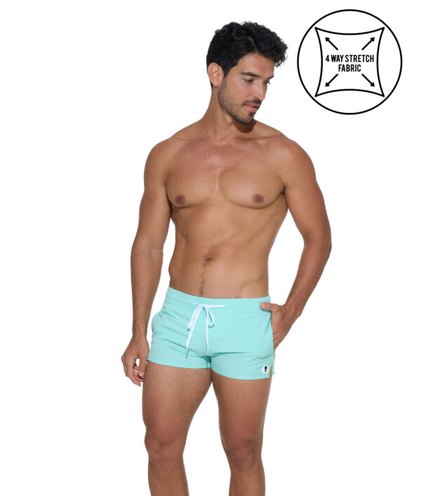 MEN PLAIN AQUA GREEN BAJO 4 WAYS STRETCH VOLLEY SHORT