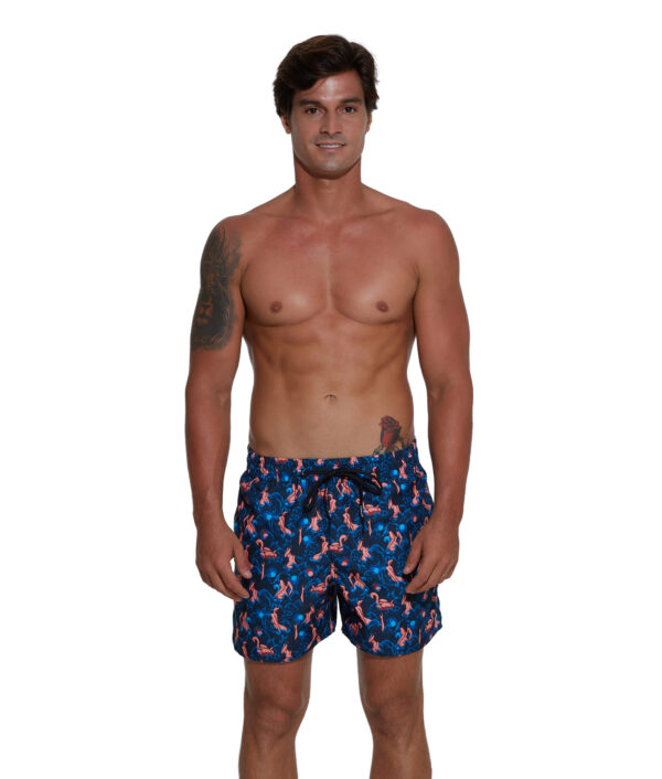 MEN GETTING WET DARK SAMOA ELASTIC WAIST BOARDSHORT