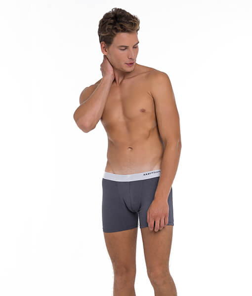 DARK GREY BAMBOO PLAIN BOXER Fitted boxer